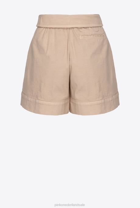 korte broek | L488751 broek met hoge taille en riem Pinko safari-beige