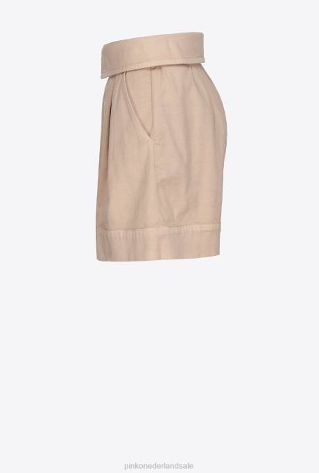 korte broek | L488751 broek met hoge taille en riem Pinko safari-beige