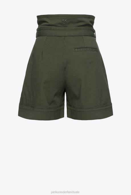 korte broek | L488752 broek met hoge taille en riem Pinko geweer groen