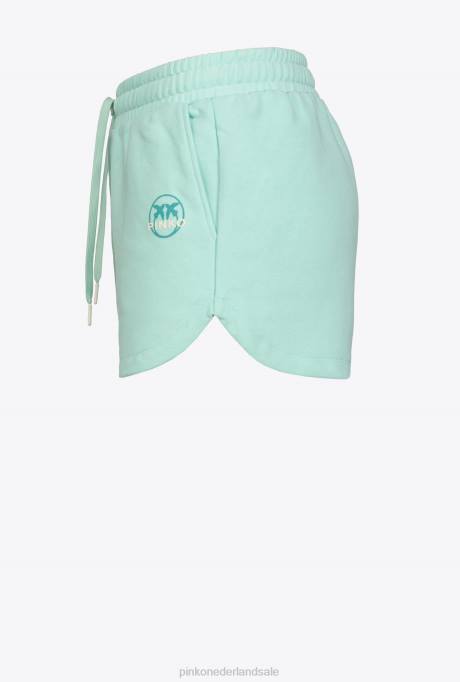 korte broek | L488755 korte broek met logoprint Pinko eierschaal blauw