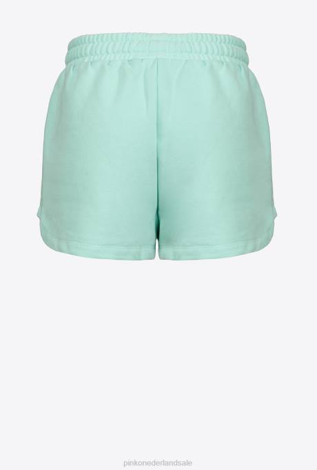 korte broek | L488755 korte broek met logoprint Pinko eierschaal blauw