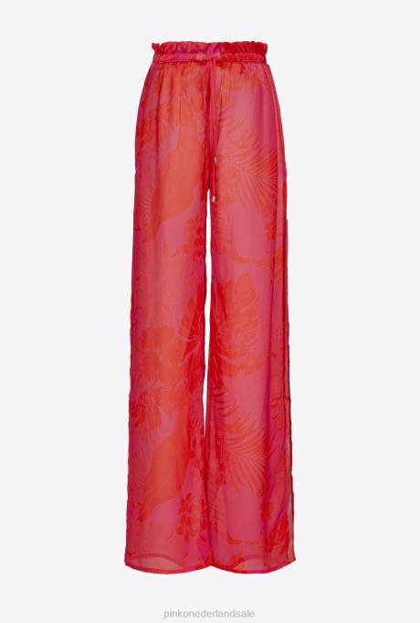 badkleding | L488777 wijde broek met bloemenprint Pinko multi.roze/oranje
