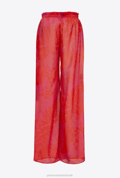 badkleding | L488777 wijde broek met bloemenprint Pinko multi.roze/oranje