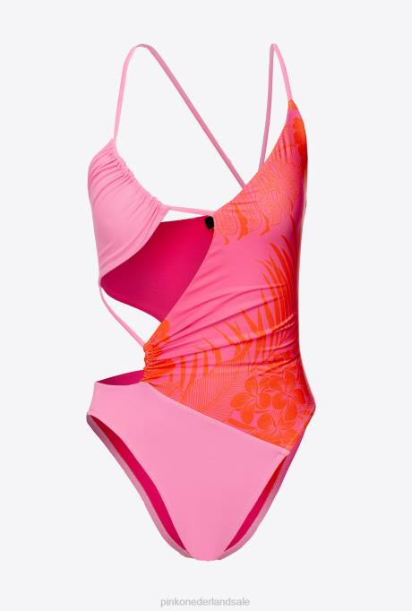 badkleding | L488930 Badpak uit één stuk met bloemenprint Pinko multi.roze/oranje
