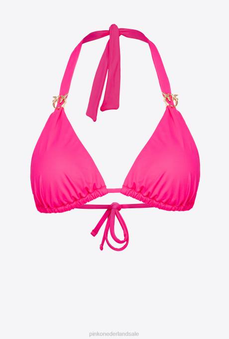 badkleding | L488938 triangel bikinitopje met love birds gesp Pinko fuchsia paars