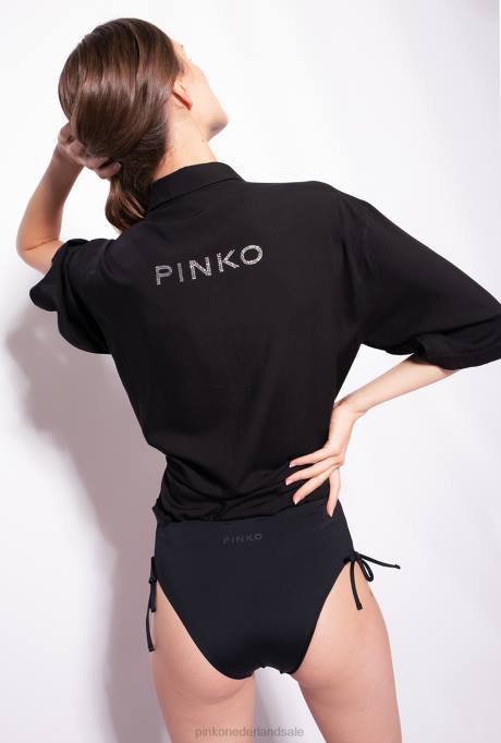 badkleding | L488942 bikinibroekje met hoge taille Pinko limousine zwart