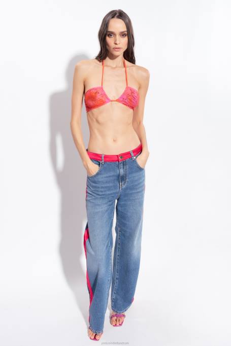 badkleding | L488945 Gebloemde bikinitop met strass-steentjes Pinko multi.roze/oranje