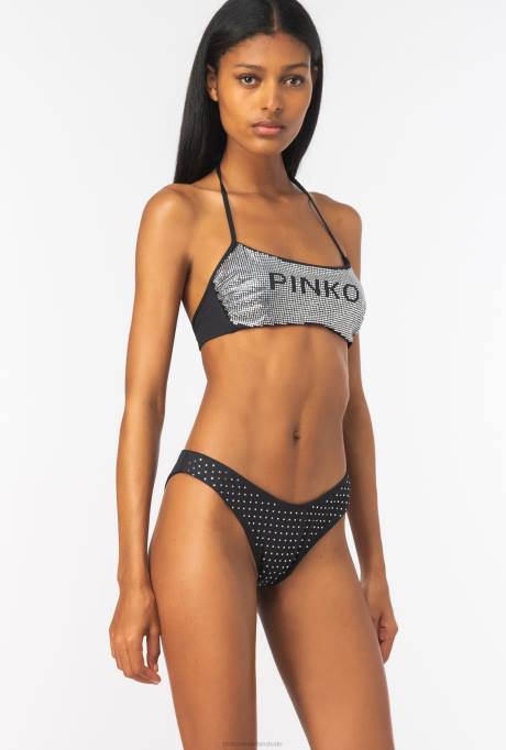 badkleding | L488952 bikinibroekje met strass steentjes Pinko zwart/kristal
