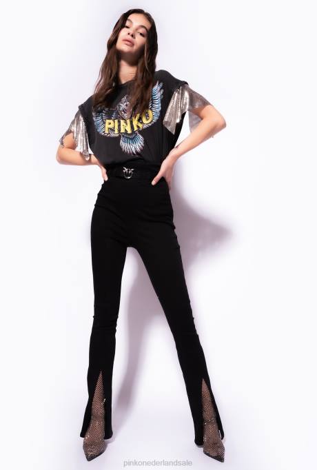 spijkerbroek | L488722 slim-fit jegging met split aan de zoom Pinko limousine zwart