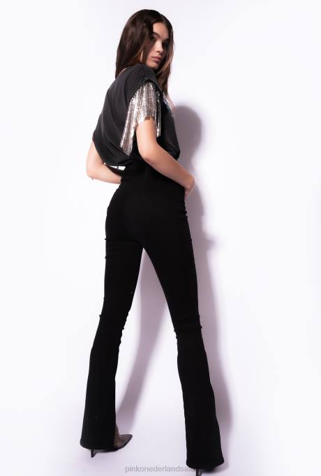 spijkerbroek | L488722 slim-fit jegging met split aan de zoom Pinko limousine zwart