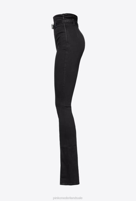 spijkerbroek | L488722 slim-fit jegging met split aan de zoom Pinko limousine zwart