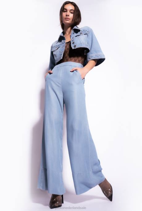 spijkerbroek | L488730 jeans met wijde pijpen en lyocell Pinko lichte bleekwas