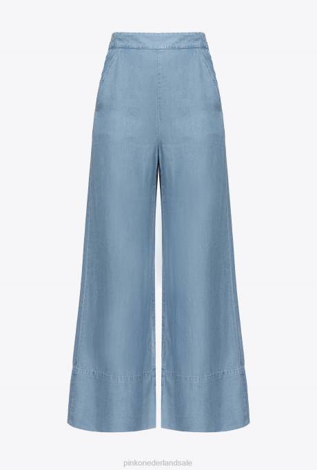 spijkerbroek | L488730 jeans met wijde pijpen en lyocell Pinko lichte bleekwas