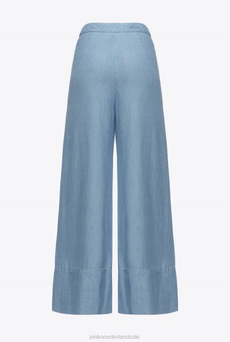 spijkerbroek | L488730 jeans met wijde pijpen en lyocell Pinko lichte bleekwas