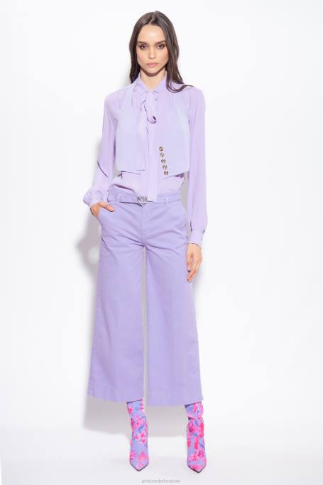 spijkerbroek | L488792 wijd uitlopende broek met riem Pinko paars