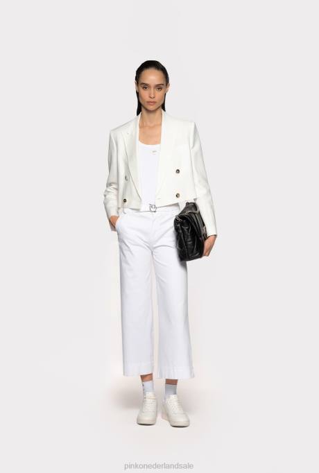 spijkerbroek | L488793 wijd uitlopende broek met riem Pinko Helder wit