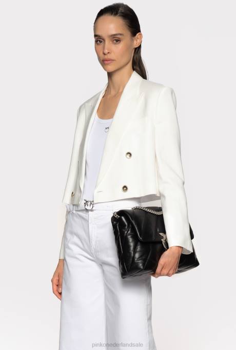 spijkerbroek | L488793 wijd uitlopende broek met riem Pinko Helder wit