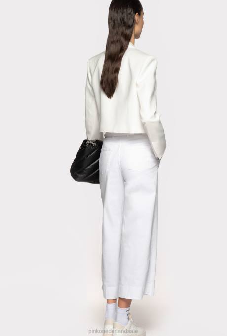 spijkerbroek | L488793 wijd uitlopende broek met riem Pinko Helder wit