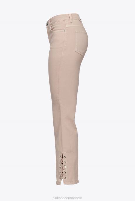 spijkerbroek | L488816 bootcut broek met vetersluiting aan de onderkant Pinko rugby-beige