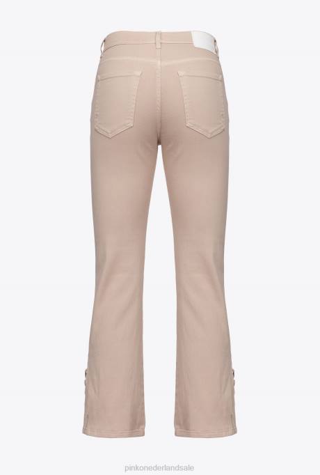 spijkerbroek | L488816 bootcut broek met vetersluiting aan de onderkant Pinko rugby-beige