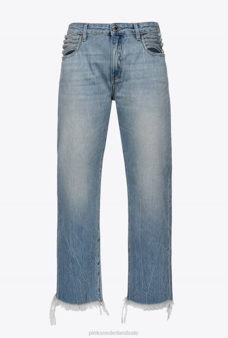 spijkerbroek | L488847 flared jeans met veter detail Pinko medium vintage wassing