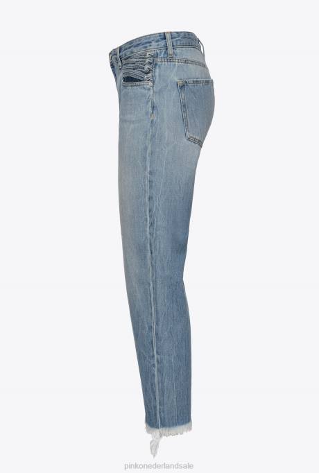 spijkerbroek | L488847 flared jeans met veter detail Pinko medium vintage wassing