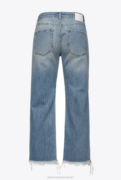 spijkerbroek | L488847 flared jeans met veter detail Pinko medium vintage wassing