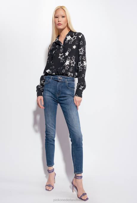 spijkerbroek | L488848 skinny jeans met gekruiste stretch Pinko medium vintage wassing