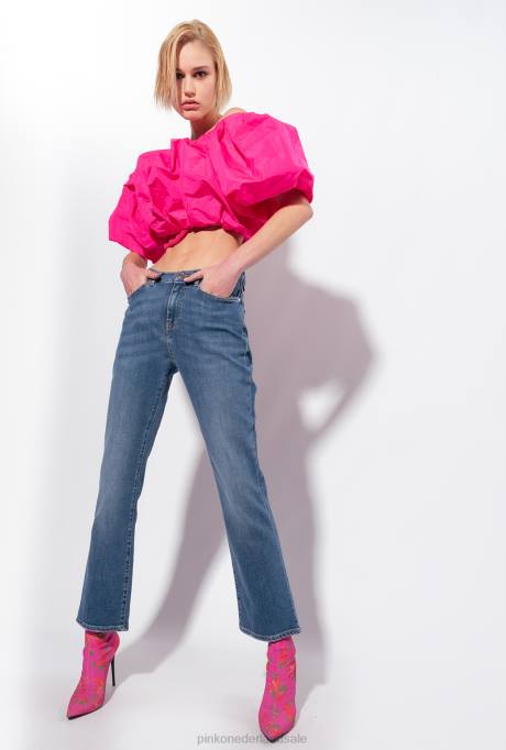 spijkerbroek | L488849 bootcutjeans van stretchdenim Pinko donkere middenwas