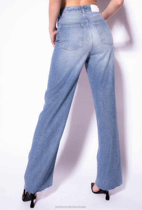 spijkerbroek | L488850 jeans met wijde pijpen en hoge taille Pinko lichte tot medium stone wash