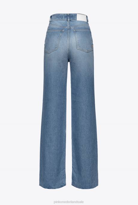 spijkerbroek | L488850 jeans met wijde pijpen en hoge taille Pinko lichte tot medium stone wash