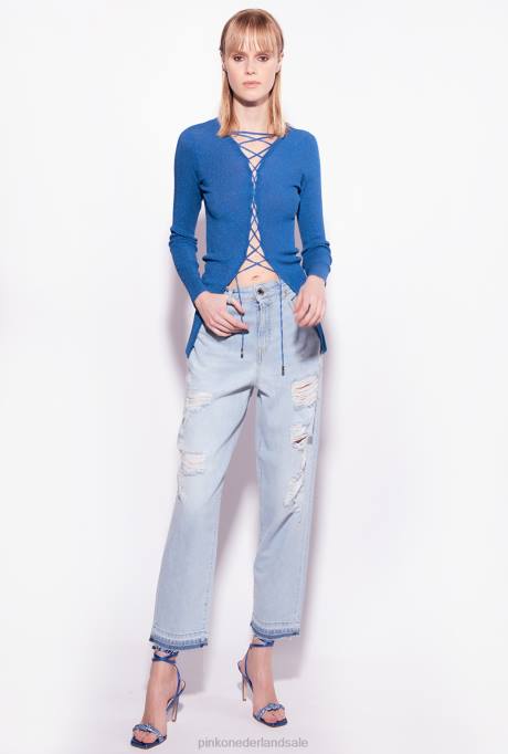 spijkerbroek | L488852 versleten mom-fit jeans Pinko lichte bleekwas