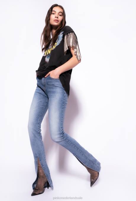 spijkerbroek | L488856 vintage skinny jeans met split Pinko lichte vintage wassing