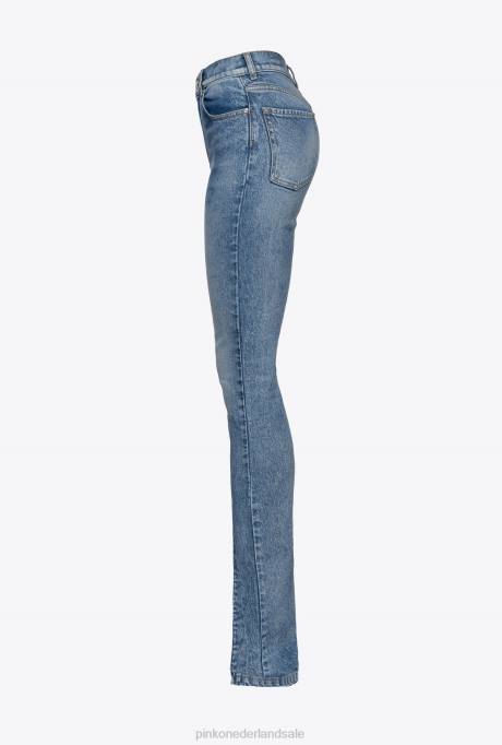 spijkerbroek | L488856 vintage skinny jeans met split Pinko lichte vintage wassing