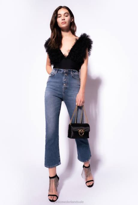 spijkerbroek | L488857 bootcut jeans met gemengde knopen Pinko medium lichte wassing