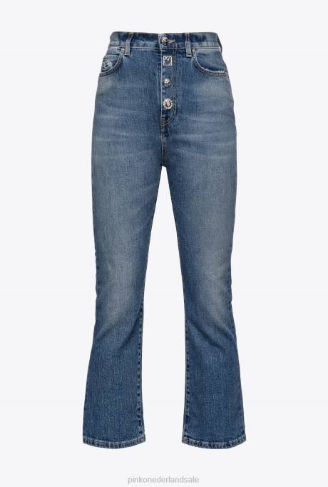 spijkerbroek | L488857 bootcut jeans met gemengde knopen Pinko medium lichte wassing
