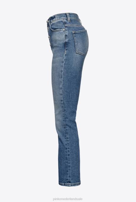 spijkerbroek | L488857 bootcut jeans met gemengde knopen Pinko medium lichte wassing
