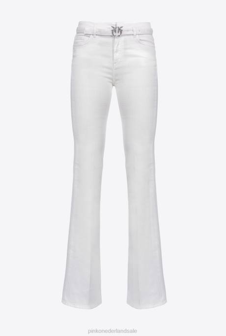 spijkerbroek | L488858 wijd uitlopende katoenen stierbroek met wijde pijpen Pinko Helder wit