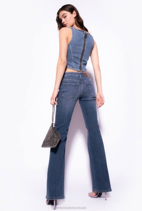 spijkerbroek | L488863 wijd uitlopende jeans met lage taille Pinko donkere middenwas