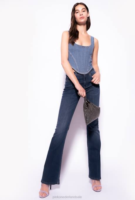 spijkerbroek | L488863 wijd uitlopende jeans met lage taille Pinko donkere middenwas