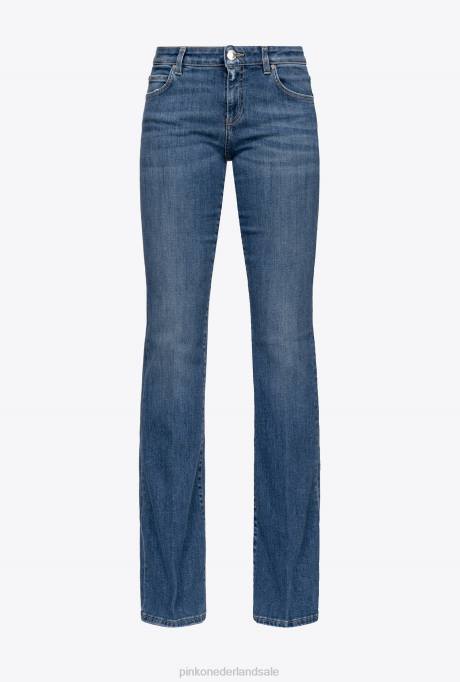 spijkerbroek | L488863 wijd uitlopende jeans met lage taille Pinko donkere middenwas