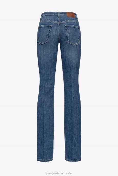 spijkerbroek | L488863 wijd uitlopende jeans met lage taille Pinko donkere middenwas