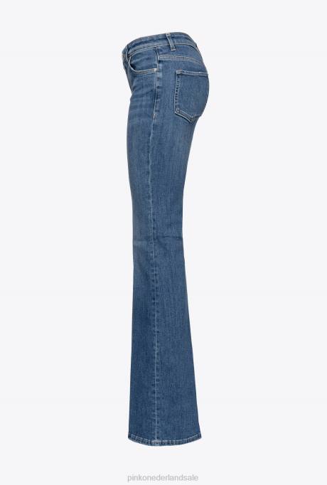 spijkerbroek | L488863 wijd uitlopende jeans met lage taille Pinko donkere middenwas