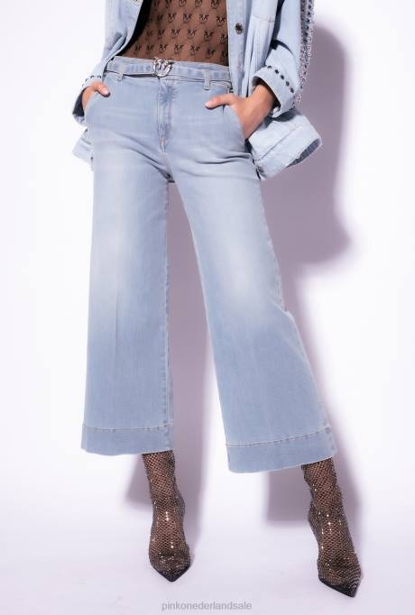 spijkerbroek | L488865 wijd uitlopende jeans met riem Pinko lichte vintage wassing