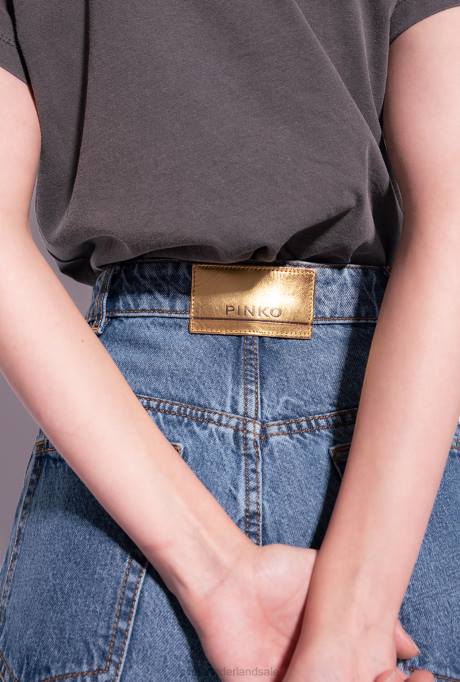 spijkerbroek | L488866 jeans met wijde pijpen en juweelknopen Pinko dol. porselein blauw