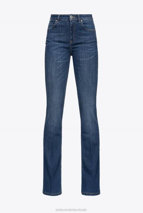 spijkerbroek | L488869 wijd uitlopende jeans van superstretchdenim Pinko donkere middenwas