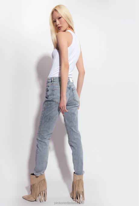 spijkerbroek | L488871 skinny jeans van stretch poederdenim met versleten look Pinko gele was