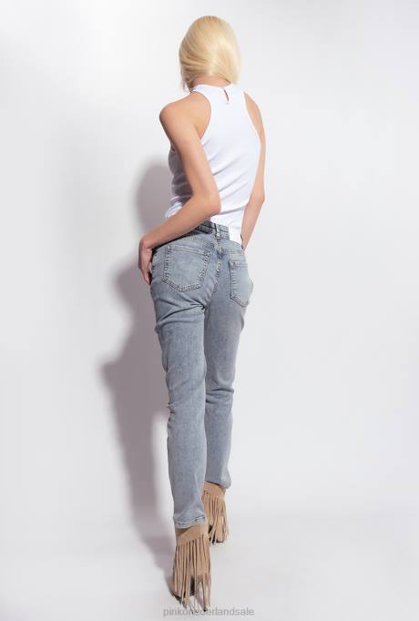 spijkerbroek | L488871 skinny jeans van stretch poederdenim met versleten look Pinko gele was