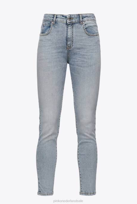 spijkerbroek | L488871 skinny jeans van stretch poederdenim met versleten look Pinko gele was