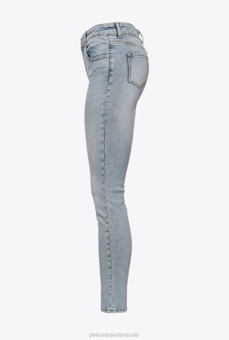 spijkerbroek | L488871 skinny jeans van stretch poederdenim met versleten look Pinko gele was